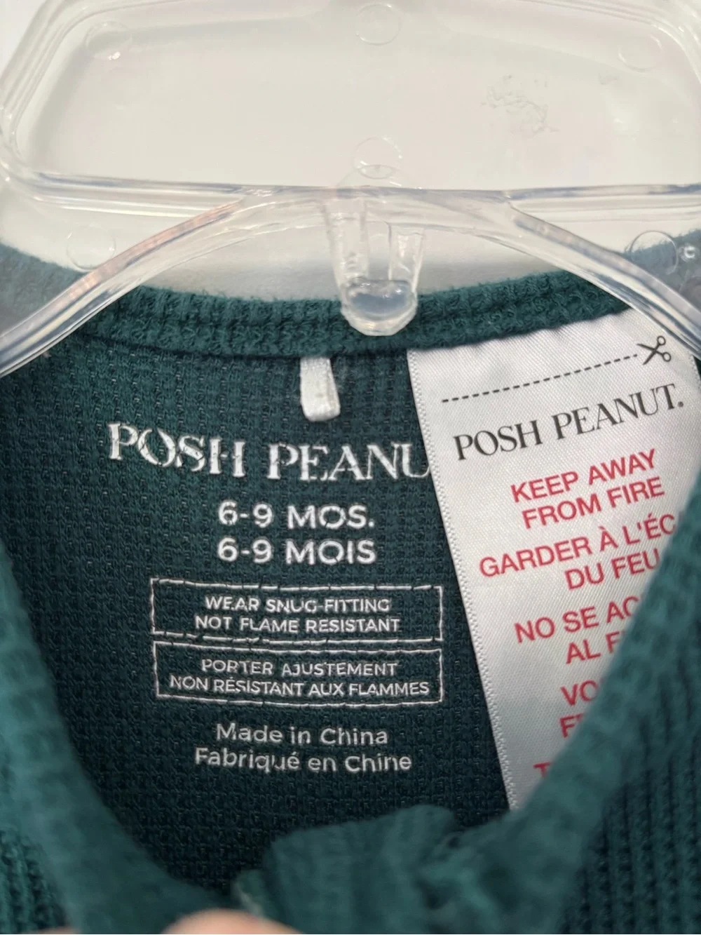 Posh Peanut Emerald Green Waffle Knit Bamboo Footie Pajama 6/9 months
